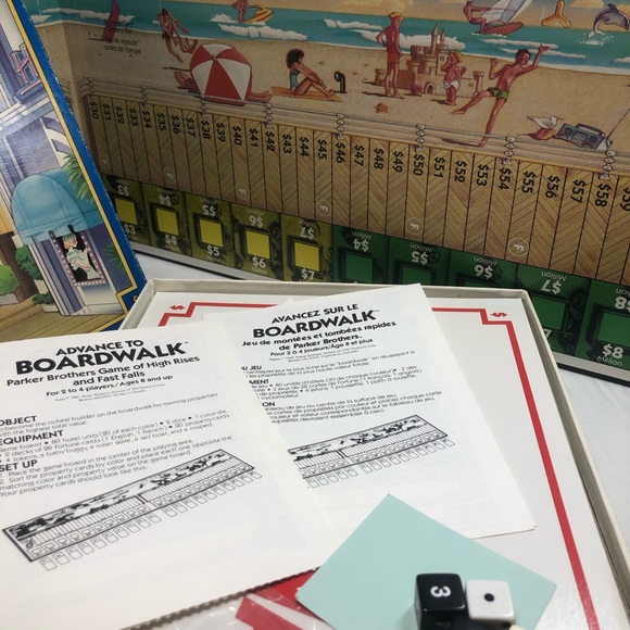 Vintage Advance To Boardwalk Board Game, Eng/French 2-4 players ,Age 8+ 1985 - Picture 3 of 6